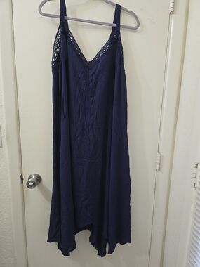 Avenue Navy Blue Dress with Lace Detail